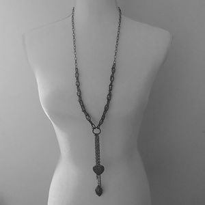 *5/$20* 30" black heart/crystal statement necklace